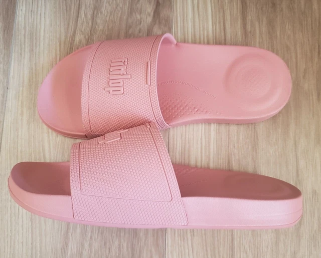 Fitflop Iqushion Cushion Rubber Corralina Slip-on Pool Slides Sandals Pink NWOB