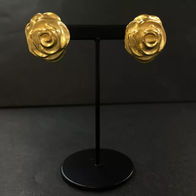 GIVENCHY ROSE MOTIF Gold Tone Earrings/6Y0049 $31.03 - PicClick