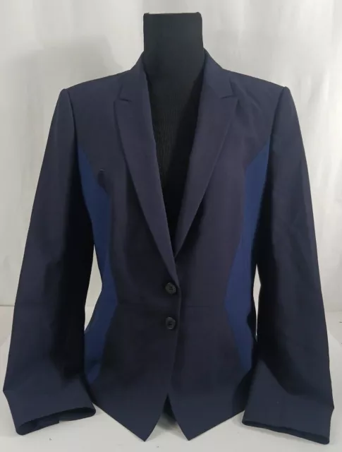 HUGO BOSS Dark Blue Patchwork Colorblock JOLIA Stretch Blazer Size 10