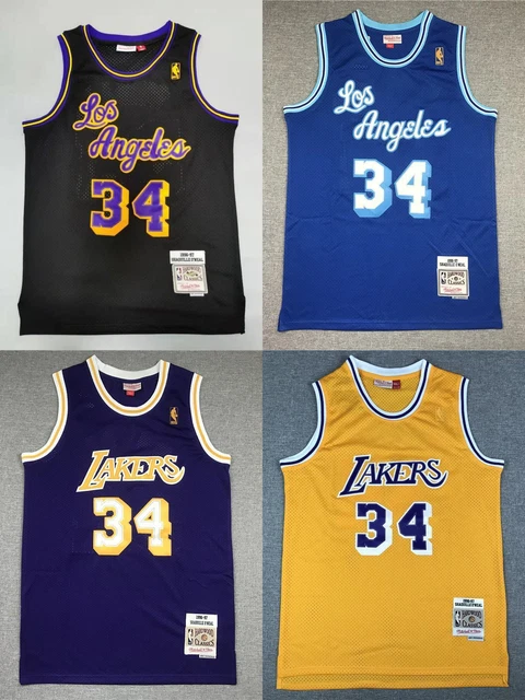 Maillot Lakers Vintage 34 – Homme, Stitched, édition Rétro, Tailles S à 2XL