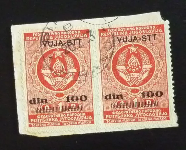 Slovenia c1950 Italy VUJA STT Ovp. Yugoslavia Revenues Used on Fragment! US 51