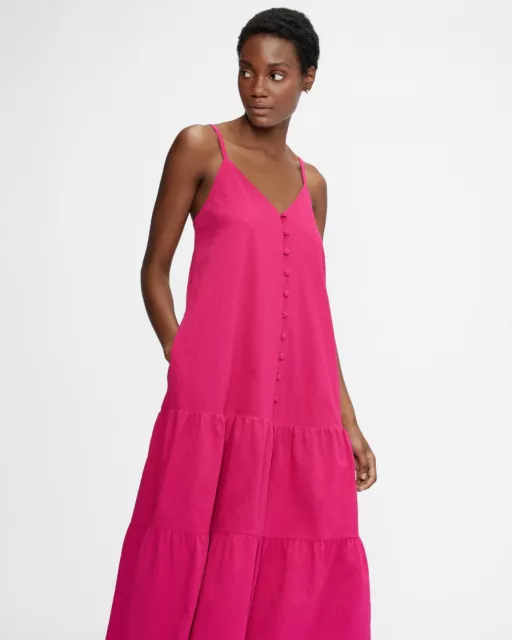 Ted Baker Luaan Deep Pink Maxi Long Dress with Pockets size 3 fits 12/14