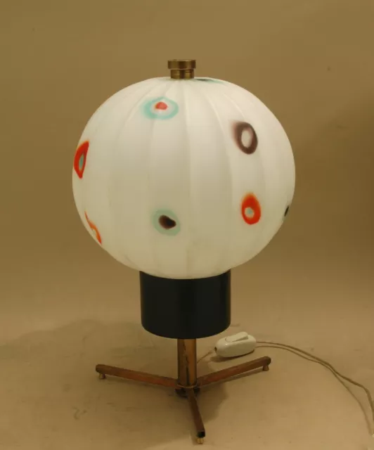 Rarissima Lampada Da Tavolo  Base Tripode Vetro Con Murrine Design Italy Anni 50