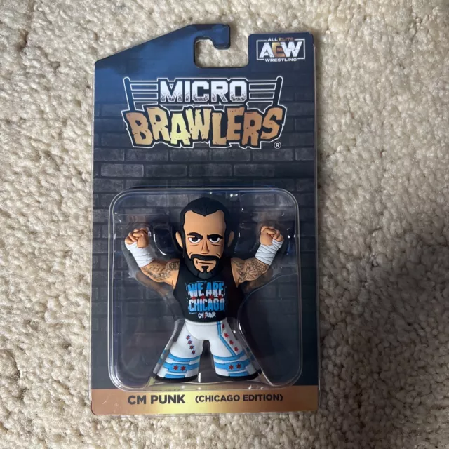 CM Punk Micro Brawler Pro Wrestling Tees Crate Brawlers AEW WWE ROH CHI  Chicago