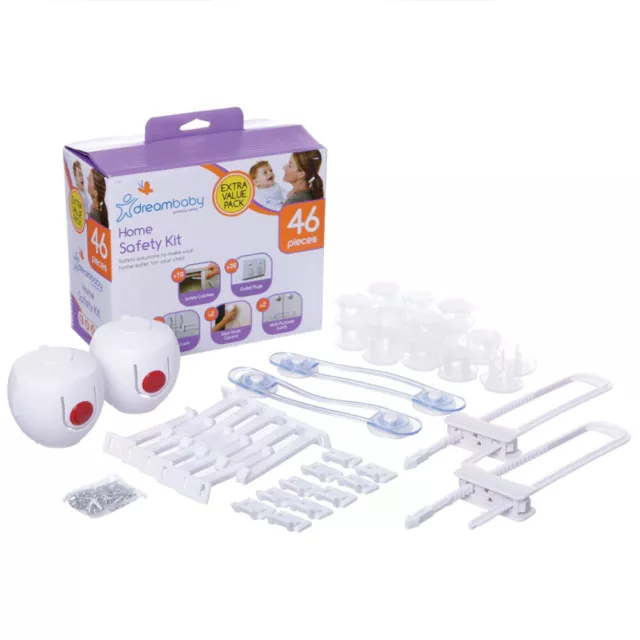 Kit de seguridad para el hogar Dreambaby de 46 piezas tapones de salida a prueba de niños bebé pestillos cubiertas