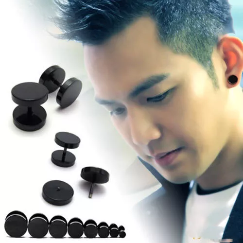 Men Women Kids Screw Stud Earrings Steel Cheater Fake Gauges Ear Plugs 1 PAIR UK