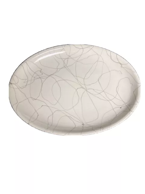 Vintage MCM Carrara Modern White W/ Gray Iroquois 50’s 12 1/2” Platter