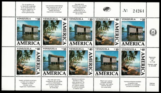 Sellos Venezuela 1990 Descubrimiento América Palacito del Lago de Maracaibo