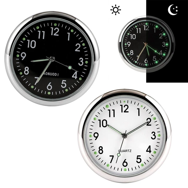 CGEAMDY Horloge De Voiture Ronde Quartz - Support Tableau De Bord Ou Aération (Noir)