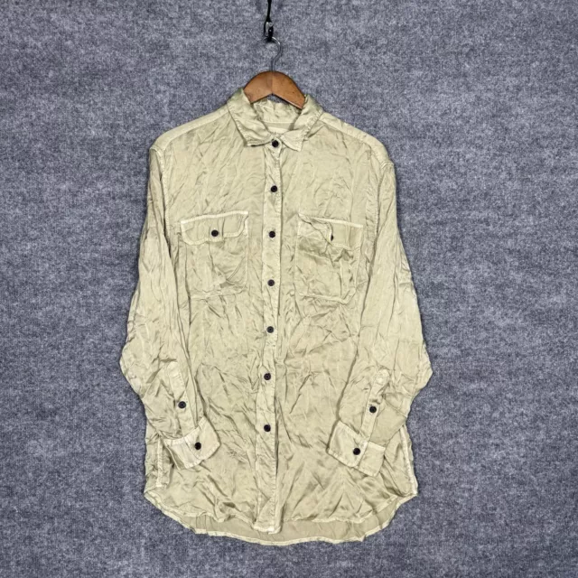 Ralph Lauren Shirt Womens Medium Denim & Supply Button-Up Beige Long Sleeve NEW