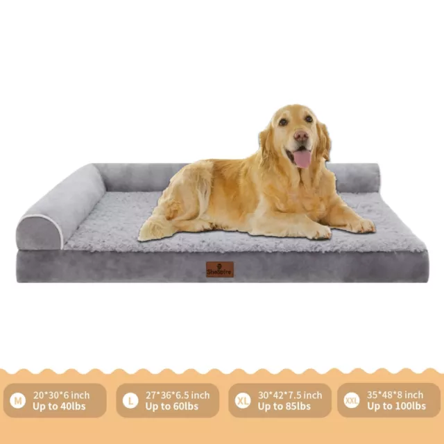 Bolster Dog Bed Memory Foam Orthopedic L-Shape Dog Beds Couch Bed Pets Mattress