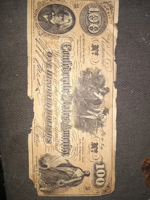 $100 Richmond Confederate States $100 Large Currency Note Stunning -- #171