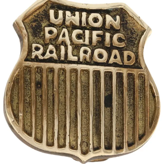 Solid Brass Union Pacific Up Uprr Railroad Railway Train Logo 70 Vtg Belt Buckle