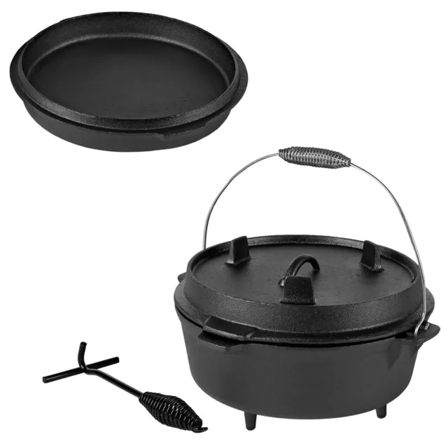 Dutch Oven 12 Liter Feuerkessel Gusseisen Kessel Bräter Camping Grillpfanne BBQ