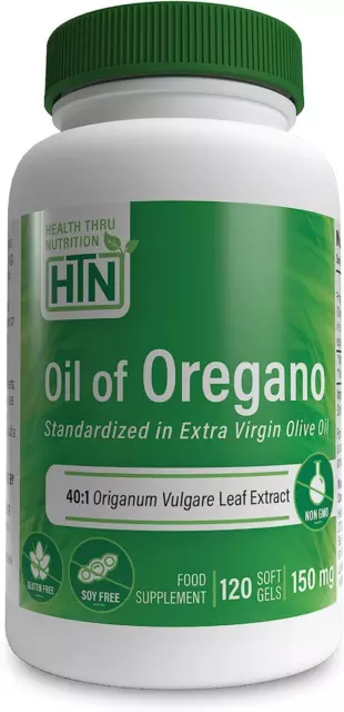 Health Thru Nutrition Oil of Oregano 150mg 120 Softgels, Intestinal Support