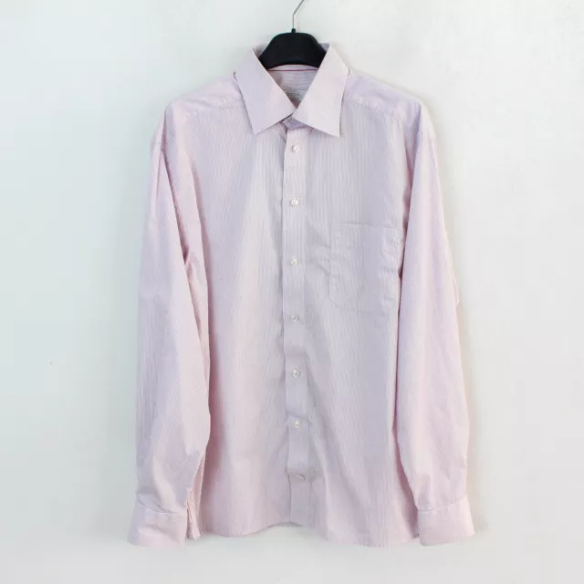 Eton Hombre 39.4cm Talla 39 Formal Rosa Raya Diplomática Camisa Botón Manga Top