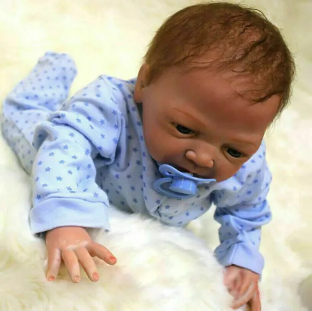 22'' Reborn Baby Dolls Boy Lifelike Vinyl Silicone Newborn Doll Handmade Gift