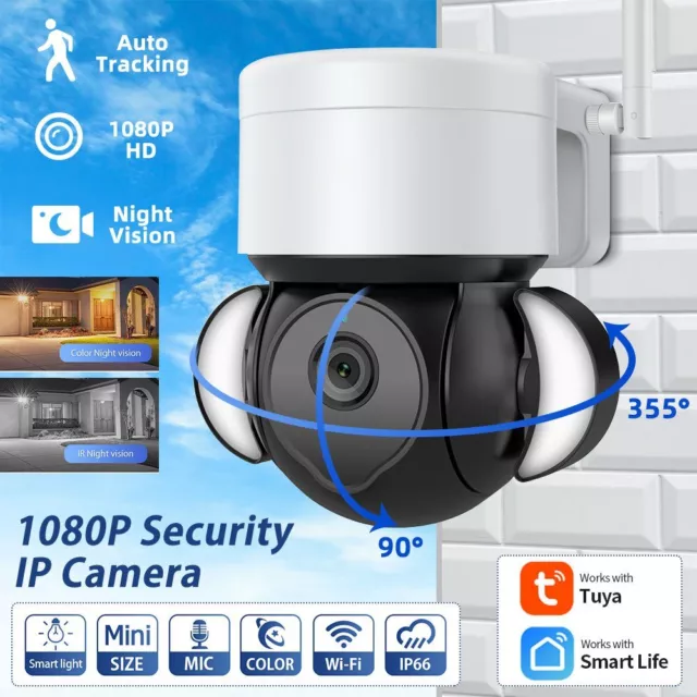 Tuya Dual Light WiFi IP Camera Wireless Outdoor CCTV PTZ Home Security IR Cam 2