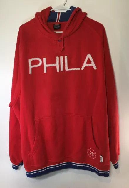 Vintage 90`s Philadelphia 76ers Puma Gray Embroidered Hoodie Sweatshirt NBA  3XL
