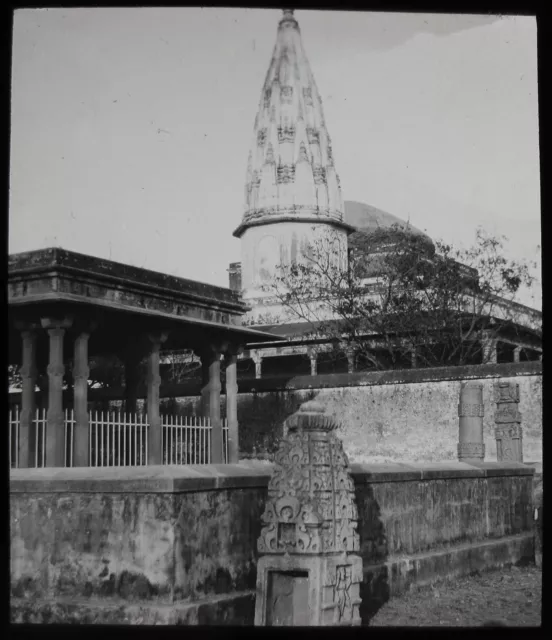 Glas magische Laterne Rutsche SARNATH BANARAS C1890 ALTES VIKTORIANISCHES FOTO INDIEN