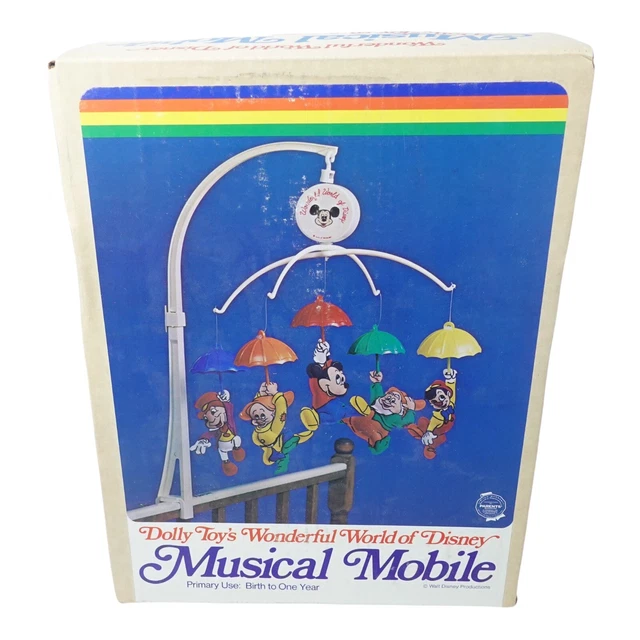 Cuna musical móvil vintage Dolly Toys Wonderful World of Disney Mickey Mouse