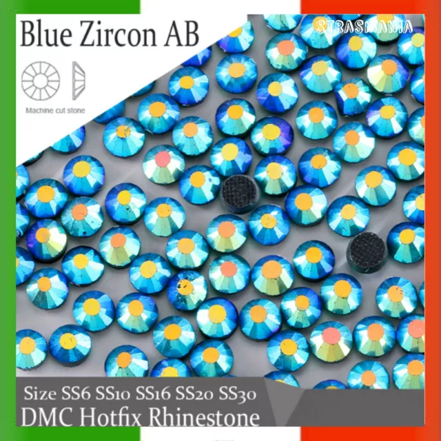 100 1000 Strass Azzurro Blue Zircone Ab Perline Hotfix Termoadesivi 2 3 4 5 6