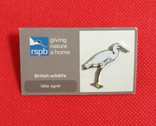 RSPB Little Egret British Wildlife Very Rare Bird Pin Badge New