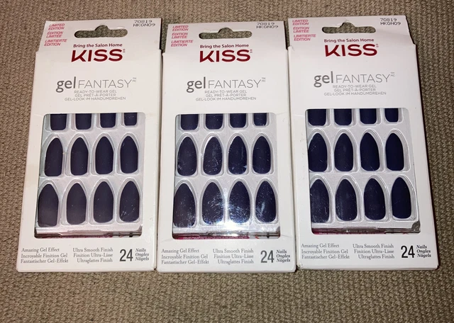 Paquetes de 3 Paquetes Kiss Gel Fantasy Edición Limitada Pegamento Prensado en Uñas 70819 ZO30 Sin Pegamento.