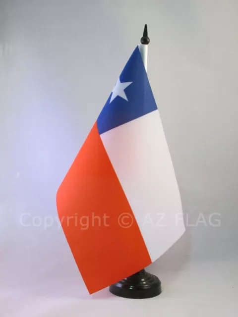 DRAPEAU DE TABLE CHILI 21x14cm - PETIT DRAPEAUX DE BUREAU CHILIEN 14 x 21 cm - N