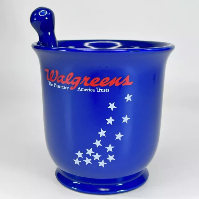 Walgreens Pharmacy Blue Mortar & Pestle(Attached) Advertising Pencil Cup