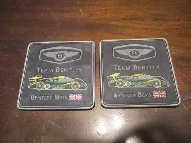 Team Bentley #8 Bentley Boys collectible rubber pair of  3.75'' barware coasters