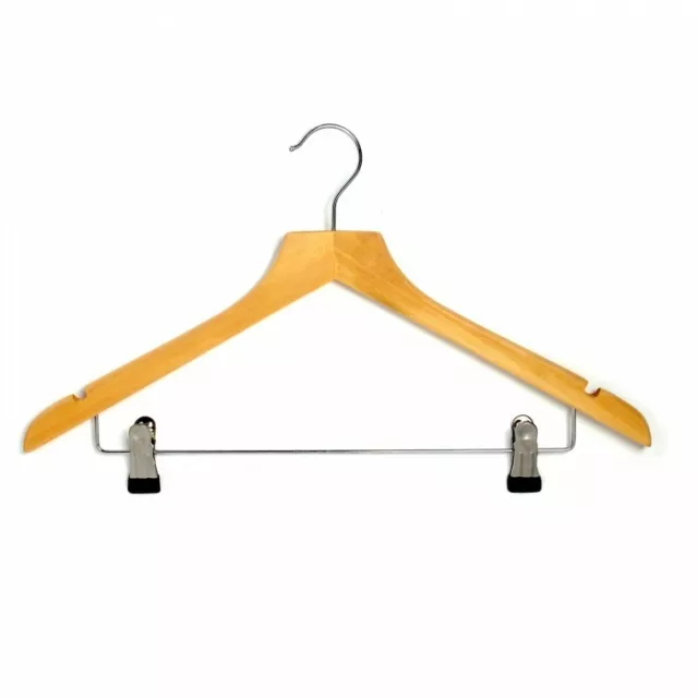 Wood Suit Hangers with Clip Wooden Suit Coat Hangers, With Clips Bar & Notches