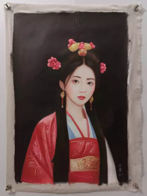 Chinese Hand Painted Canvas Oil Painting "Classic Beauty" By Leng Jun 冷军 7801