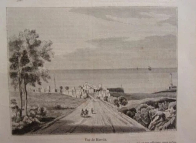 GRAVURE SUR BOIS FIN 19ème VUE DE BIARRITZ