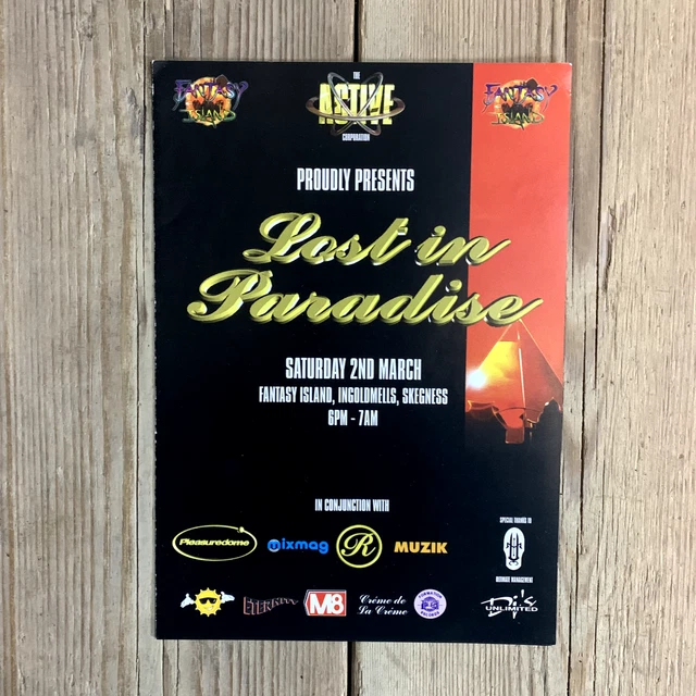 LOST IN PARADISE Rave Flyer. Fantasy Island, Skegness. March 2nd 1996 ...