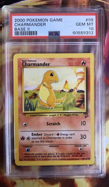 PSA 10 Charmander Base Set 2 WOTC 69/130 Pokemon Card GEM MINT