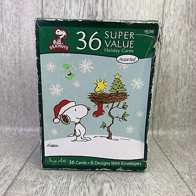 Peanut Christmas Card Lot 36 Snoopy Woodstock Charlie Brown Holiday Image Arts