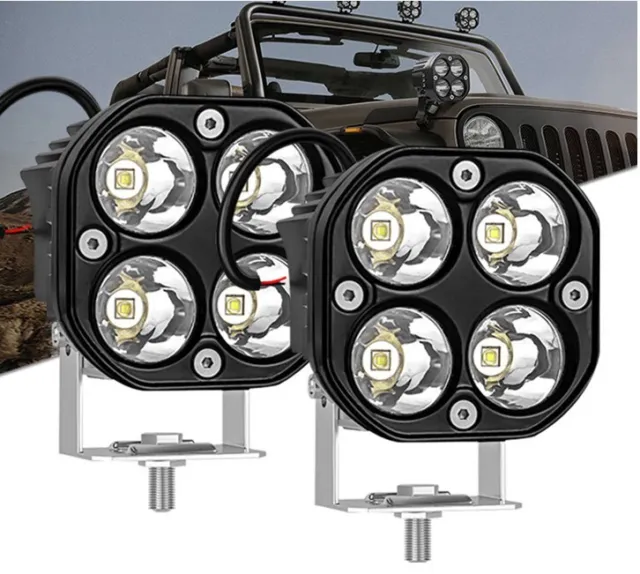 2x 3Inch 80W LED Cube Pods Off Road Driving Lights Spot Work Light Bar Fog white