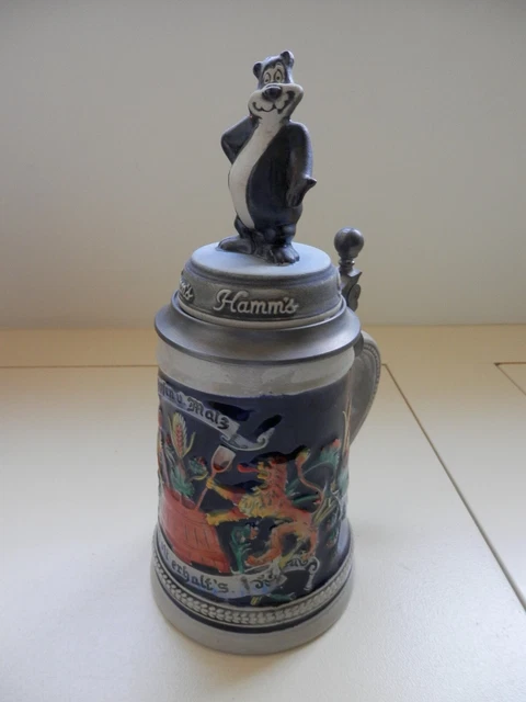 Vintage HAMM'S LIDDED GERZIT BEER STEIN - Germany Sasha handgemalt Original Vintage HAMM'S LIDDED GERZIT BEER STEIN - Germany Sasha handgemalt Original
