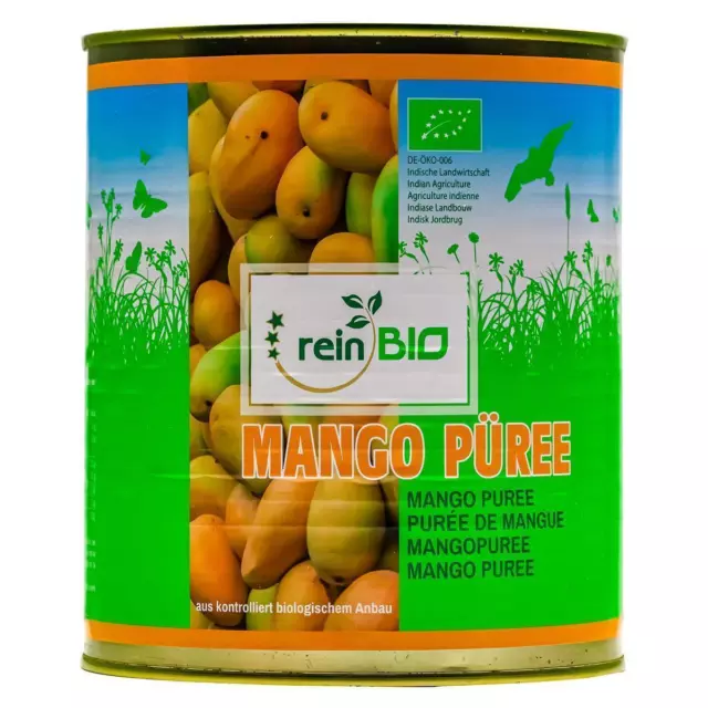 reinBIO BIO Mangopüree 3kg Püree Mango Mangomus Dose püriert Indien Obstkonserve