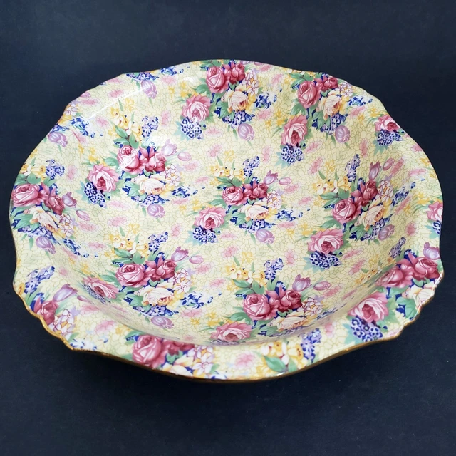 Royal Winton Grimwades Welbeck Serving Bowl 9” Yellow Chintz 1995 Unused