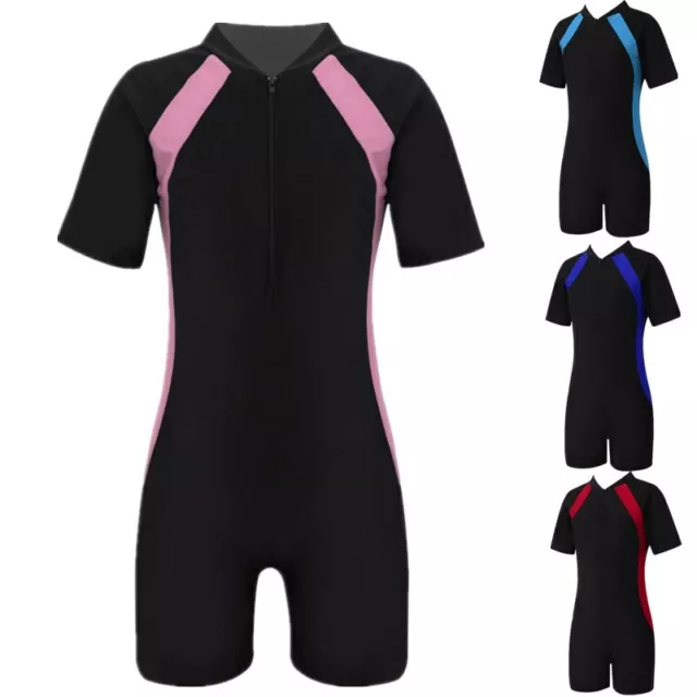 Costume da bagno unisex bambini collare sportivo atletico costume da bagno colourblock beachwear 2