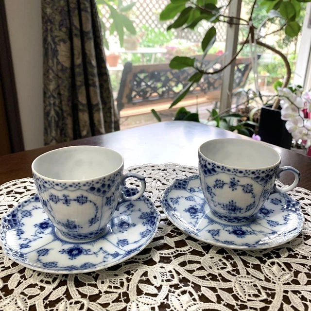 Royal Copenhagen Full Lace Coffee Cup Saucers