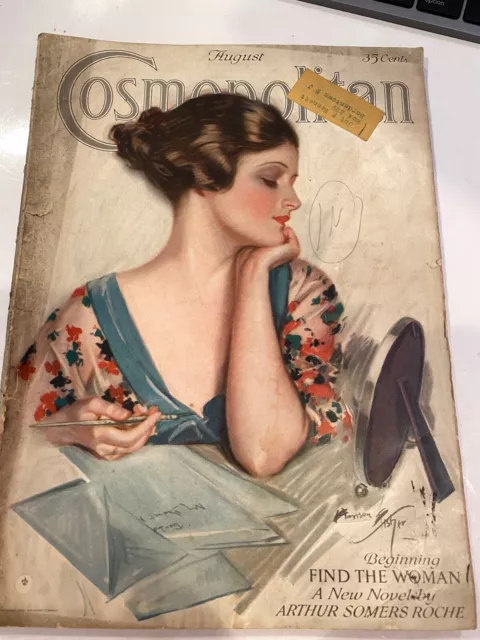 Cosmopolitan Magazine August 192 Harrison Fisher Cover & inside art