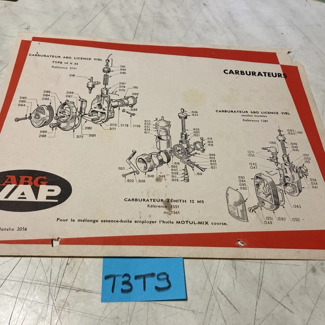 Catalogue Pièces Moto VAP Catalogue / Liste De Pièces Détachées VAP Pour  Moteur Moto Type G