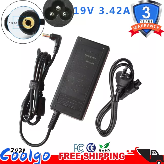 19V 3.42A Laptop Power Supply AC Adapter Charger for Acer Toshiba Gateway Asus