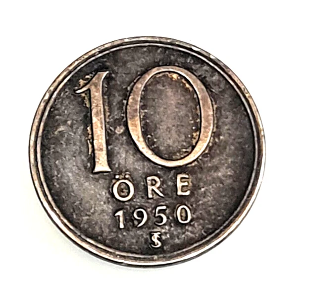alte Münze 10 ÖRE 1950 SVERIGE SCHWEDEN KRONE, SILBER, ( 363 )