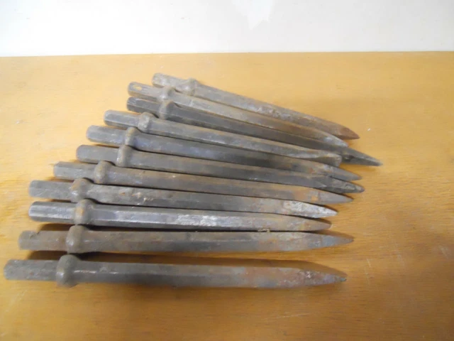 Lot De 3 Burins Et Fendoirs Anciens En Fer Forgé - Outils D'occasion