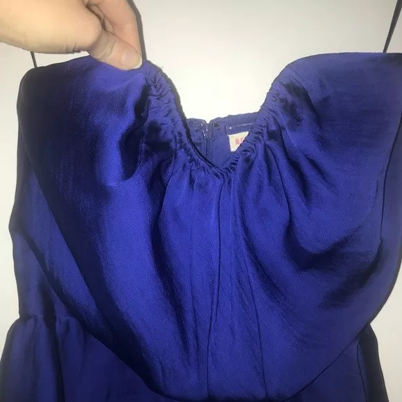 REBECCA TAYLOR Designer Blue Satin Scallop Tier Peplum Top 0 Neiman Marcus 3