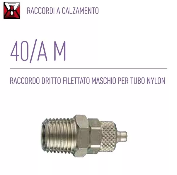 Ani 40/A M Raccordo A Calzamento Filettato Maschio Dritto Per Tubo Nylon